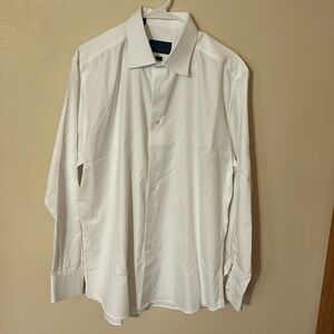 David Donahue White Tirm Button Down Dress Short Size 17 34/35